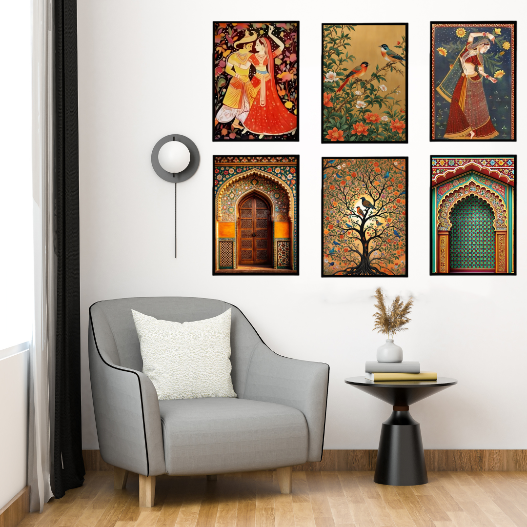 Royal Rajasthani Wall Art | Traditional Indian Paintings set of 6