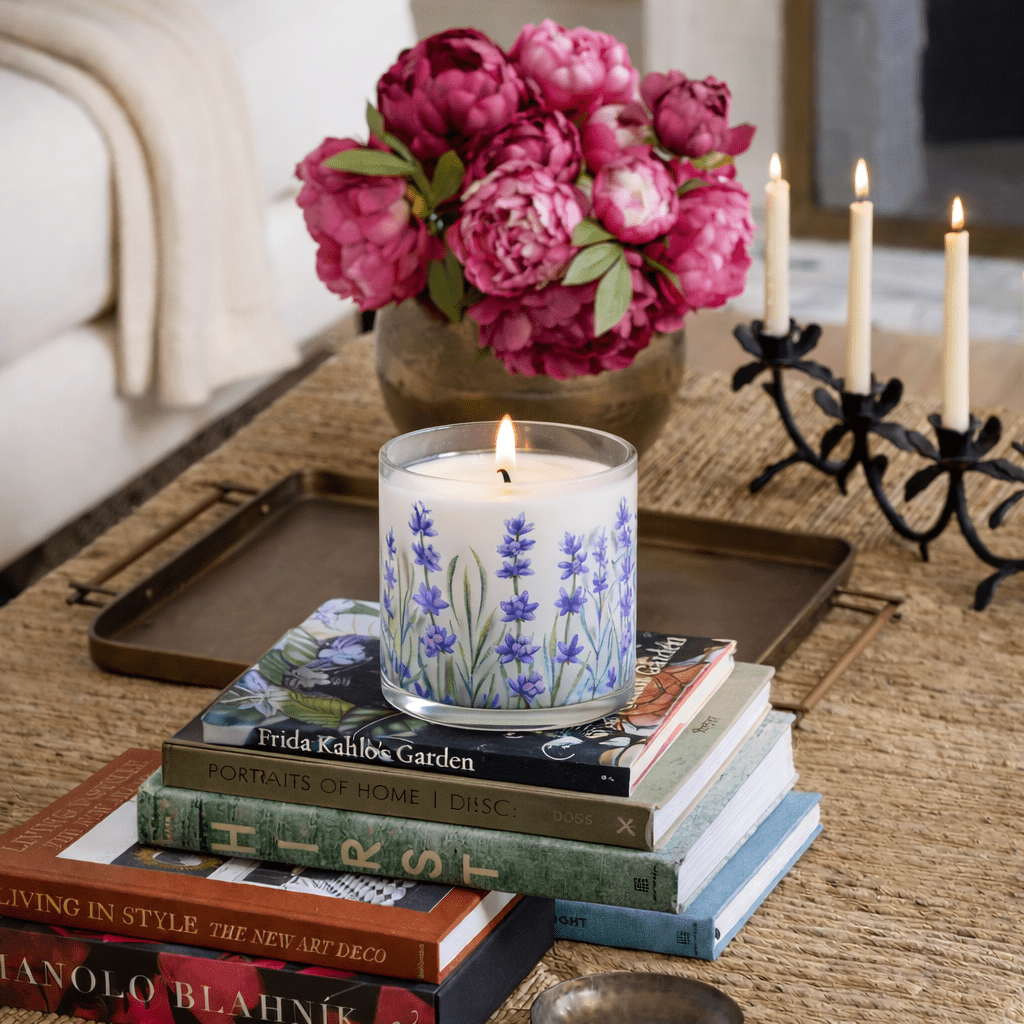 Lavender Floral Scented Candle in Glass Jar - Memories InsiteHOME DECOR CANDLE