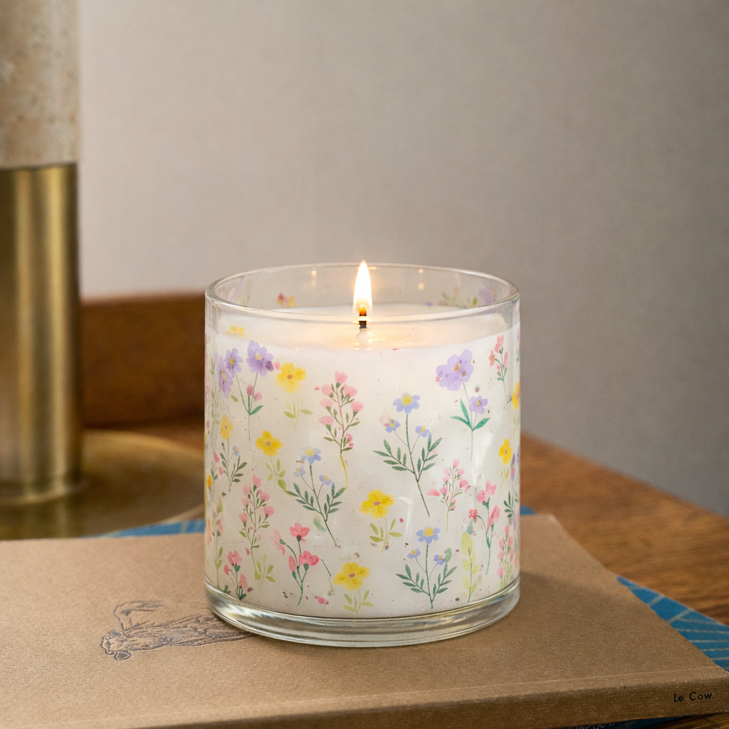 Pastel Floral Scented Candle in Glass Jar | Aesthetic Home Décor & Relaxing Aroma
