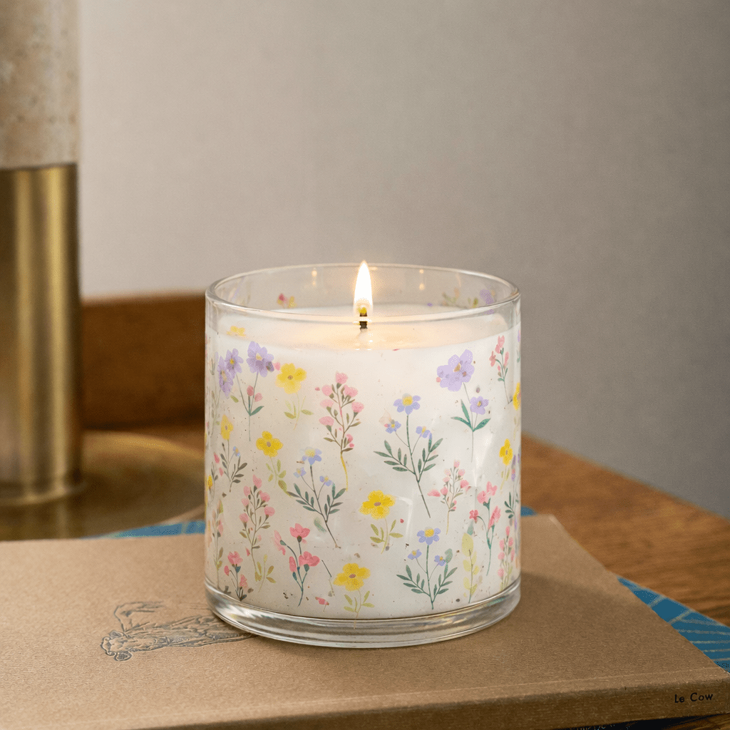Pastel Floral Scented Candle in Glass Jar | Aesthetic Home Décor & Relaxing Aroma - Memories InsitePASTAL FLORAL SCENTED CANDLE IN GLASS JAR