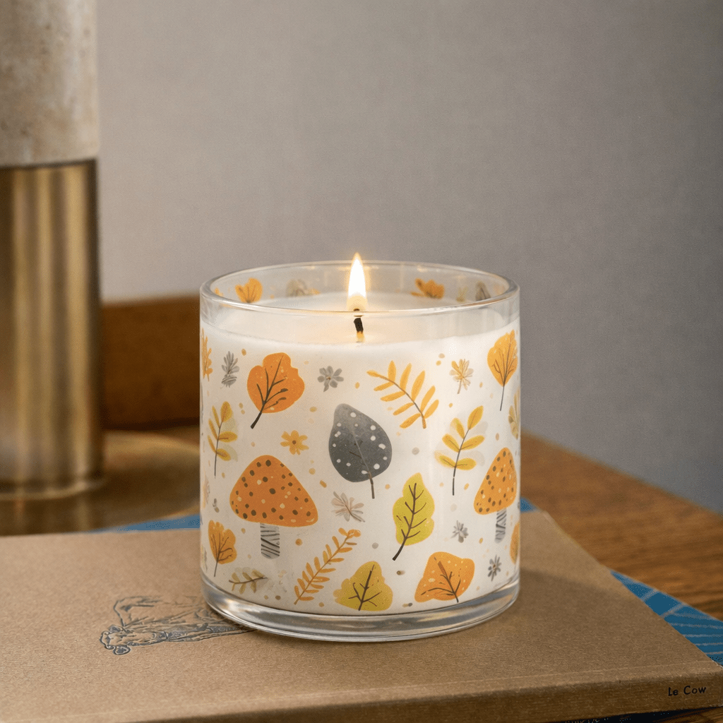 Autumn Leaf Scented Candle in Glass Jar | Cozy Aesthetic Home Décor Candle - Memories InsiteCOZY AESHTHETIC HOME DECOR CANDLE