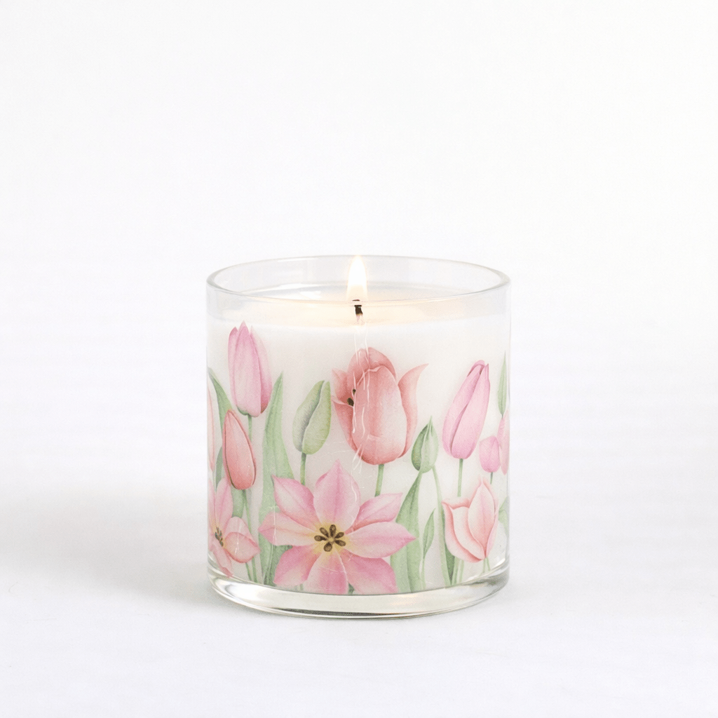 Pink Floral Scented Candle in Glass Jar - Memories InsiteELEGANT AESTHATIC HOME DECOR CANDLE