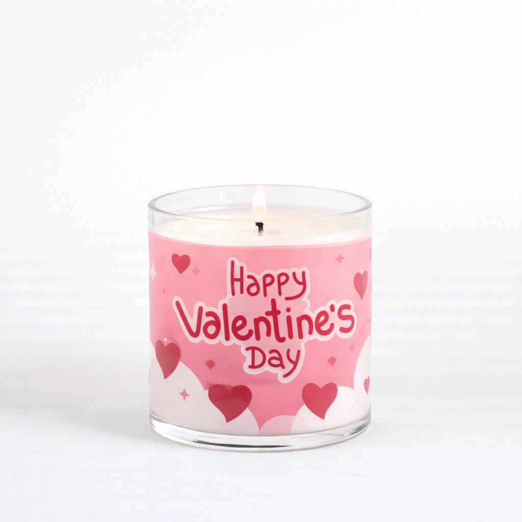 Happy Valentine’s Day Scented Candle in Glass Jar | Romantic Gift & Aesthetic Home Décor - Memories InsiteHAPPY VALENTINE'S CANDLE