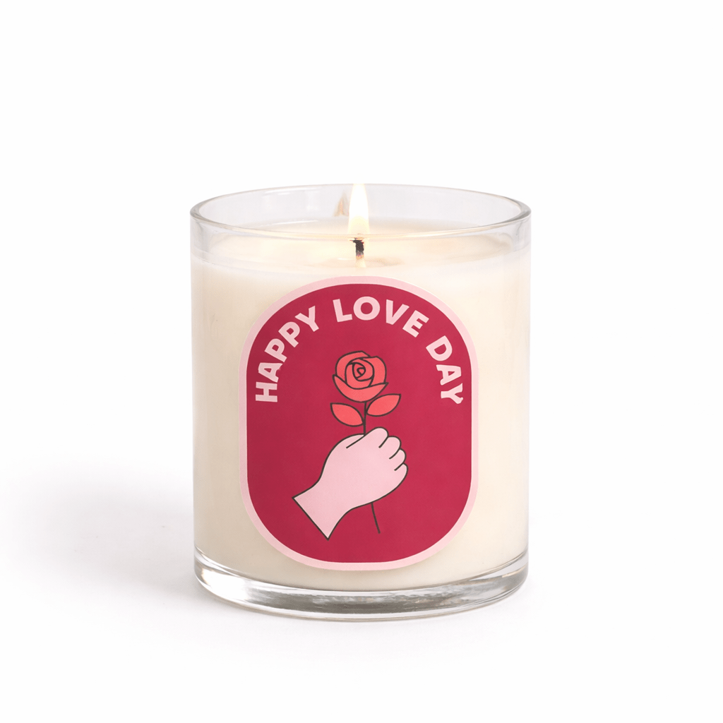 Happy Love Day Scented Candle in Glass Jar | Romantic Gift & Valentine Home Décor - Memories InsiteHAPPY LOVE DAY SCANTED CANDLE
