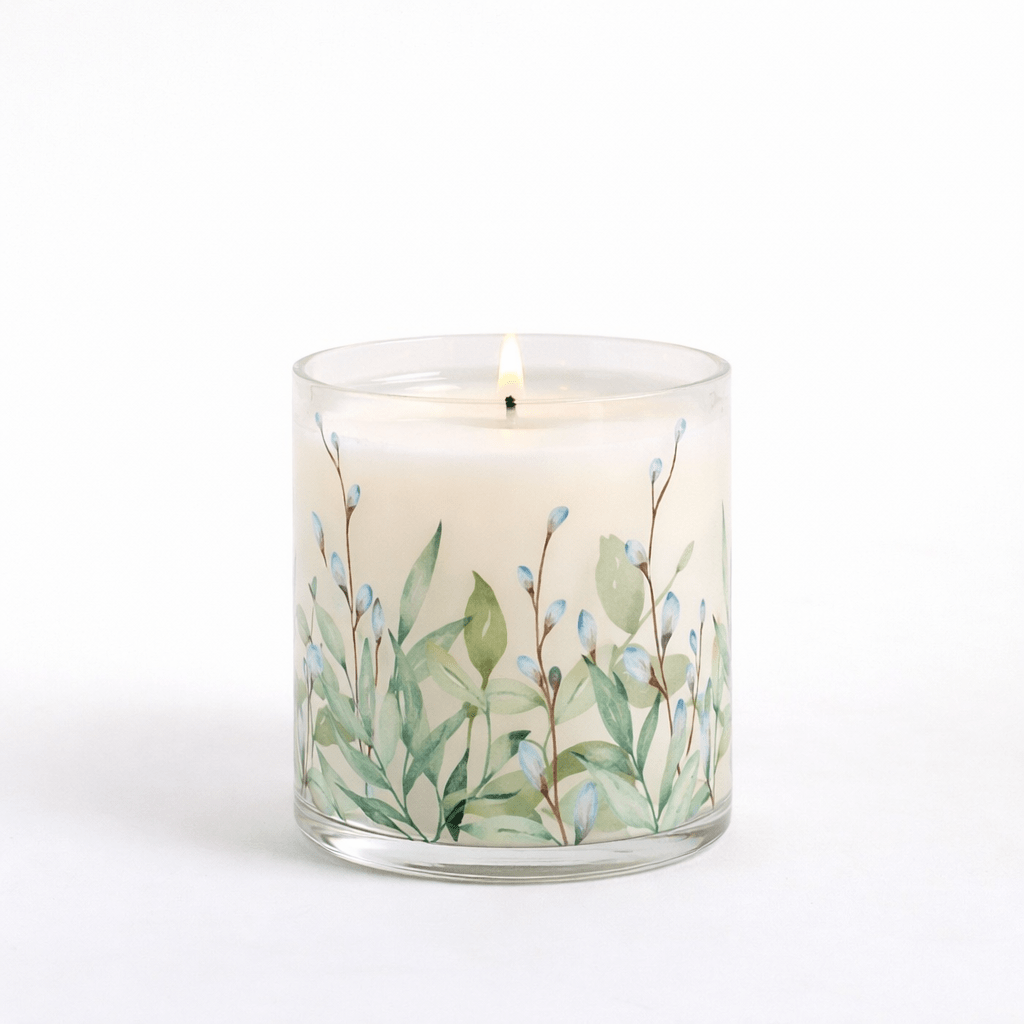 Green Leaf Floral Scented Candle in Glass Jar | Calm Nature-Inspired Home Décor Candle - Memories InsiteGREEN LEAF FLORAL SCENTED CANDLE IN JAR