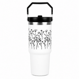 Customized FleurFlow Flipstraw Tumbler with Straw & Lid