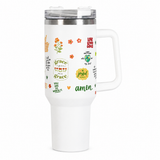 Floral Positivity Stainless Steel Travel Tumbler in White