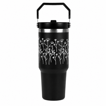 Customized FleurFlow Flipstraw Tumbler with Straw & Lid