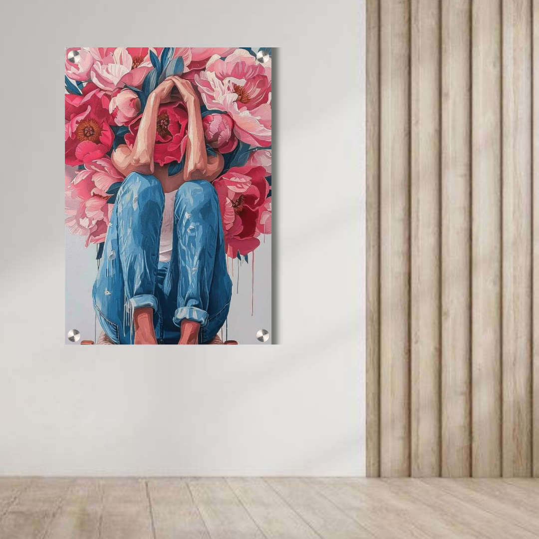 Floral Abstract Woman Acrylic Wall Decor — Premium Glossy HD Art Frame