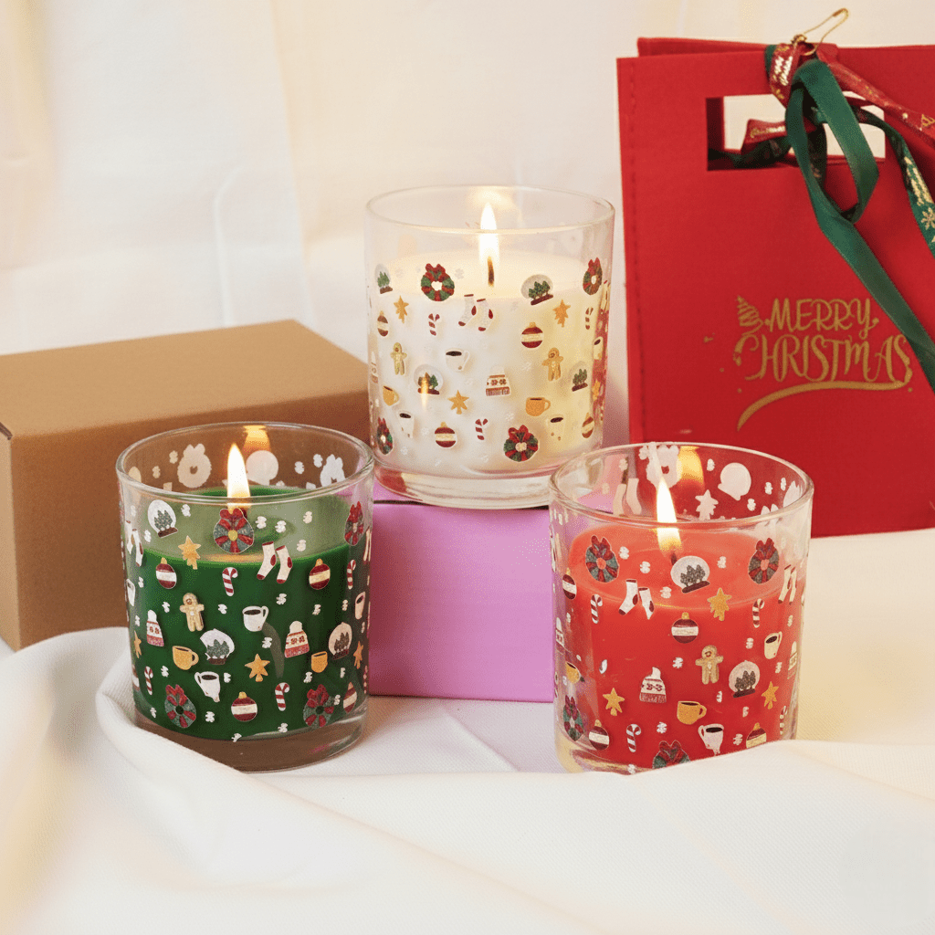 Set-3 Christmas Scented Glass Candles - Memories Insite