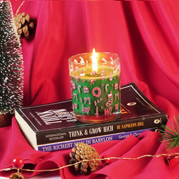 Set-3 Christmas Ho Ho Ho Scented Glass Candles - Memories Insite