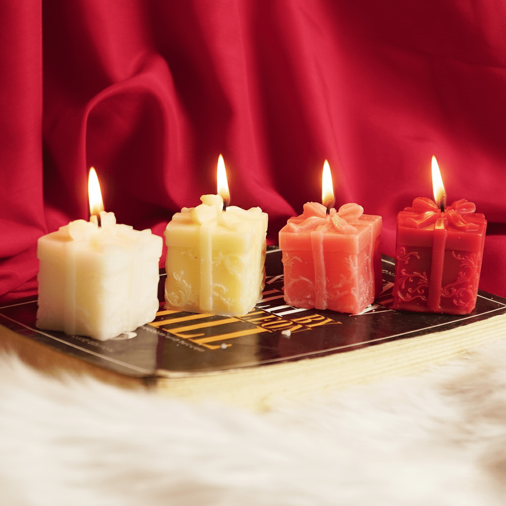 Pack of 4 Christmas Gift Box Candle - Memories InsiteCHRISTMAS GIFT BOX CANDLE-PACK OF 6