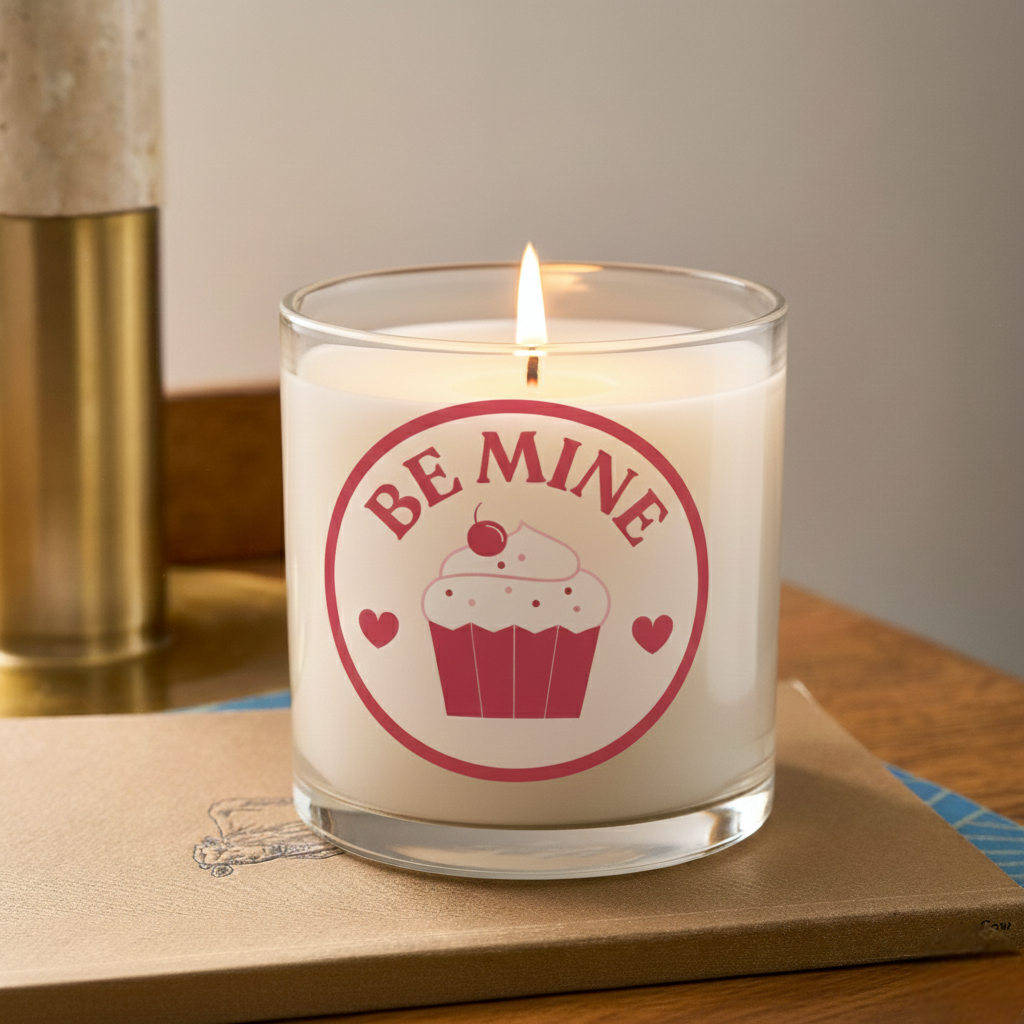 Be Mine Cupcake Scented Candle in Glass Jar | Cute Valentine Gift & Romantic Décor
