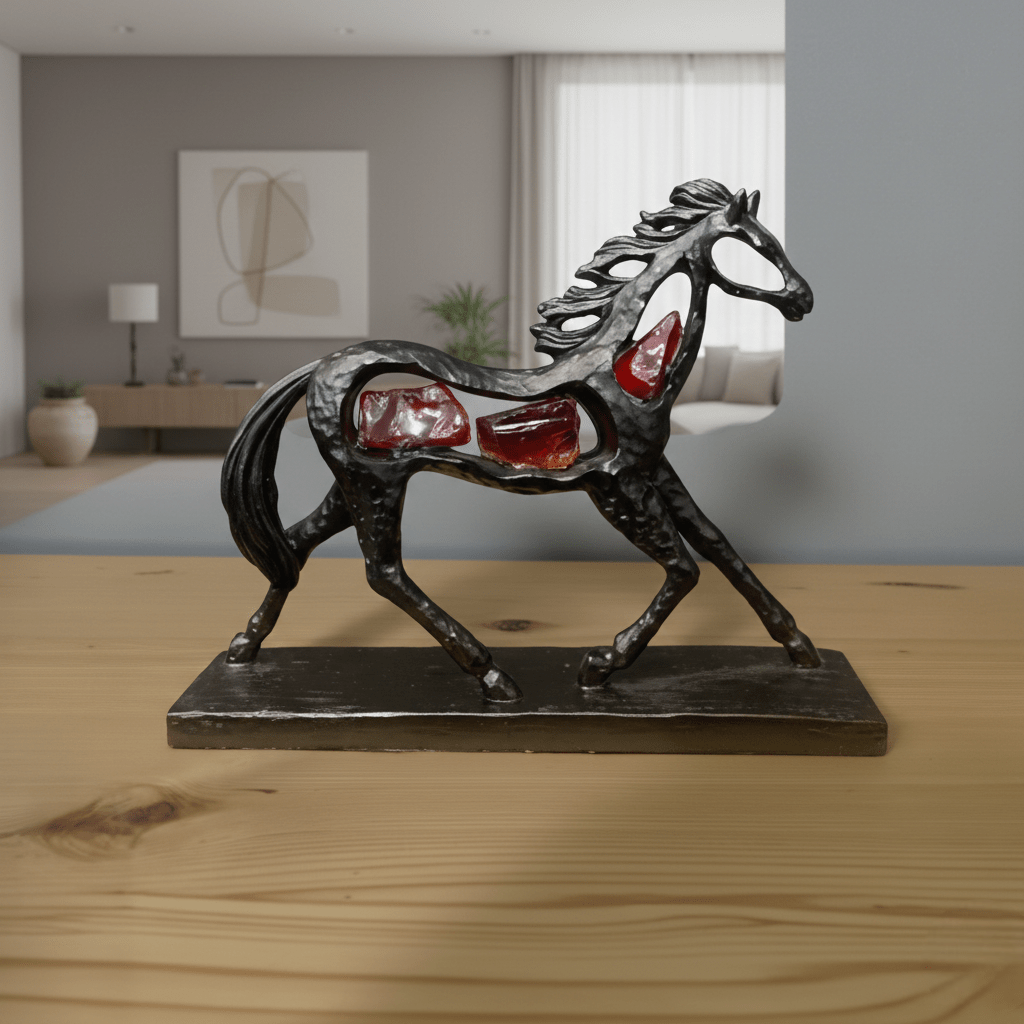 Elegant Metal Horse Showpiece with Crystal Accents - Memories InsiteELEGANT METAL HORSE SHOWPIECE