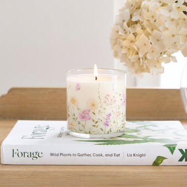 Pastel Floral Garden Scented Candle in Glass Jar | Soft Aroma & Elegant Home Décor
