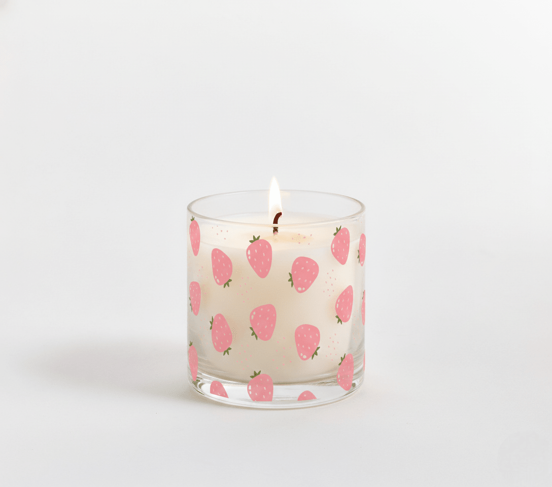 Strawberry Bliss Scented Candle in Glass Jar - Memories InsiteSTRAWBERRY BLISS SCENTED CANDLE IN GALSS JAR