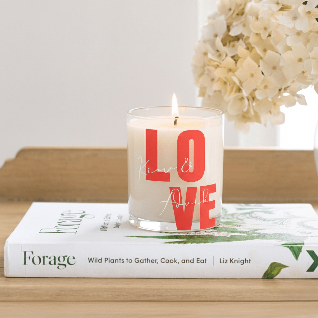 Personalized Love Scented Candle in Glass Jar | Romantic Custom Name Home Décor Candle - Memories InsiteROMANTIC CUSTOM NAME HOME DECOR CANDLE