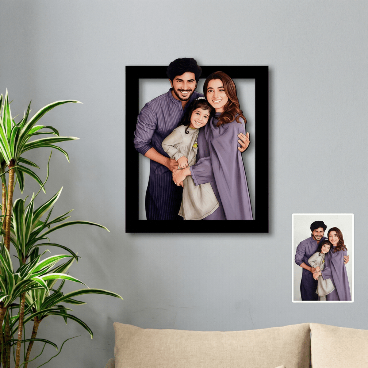 Personalized Family Photo Frame | Custom Cartoon Portrait Frame - Memories InsitePERSONALIZED FAMILY PHOTO FRAME -1