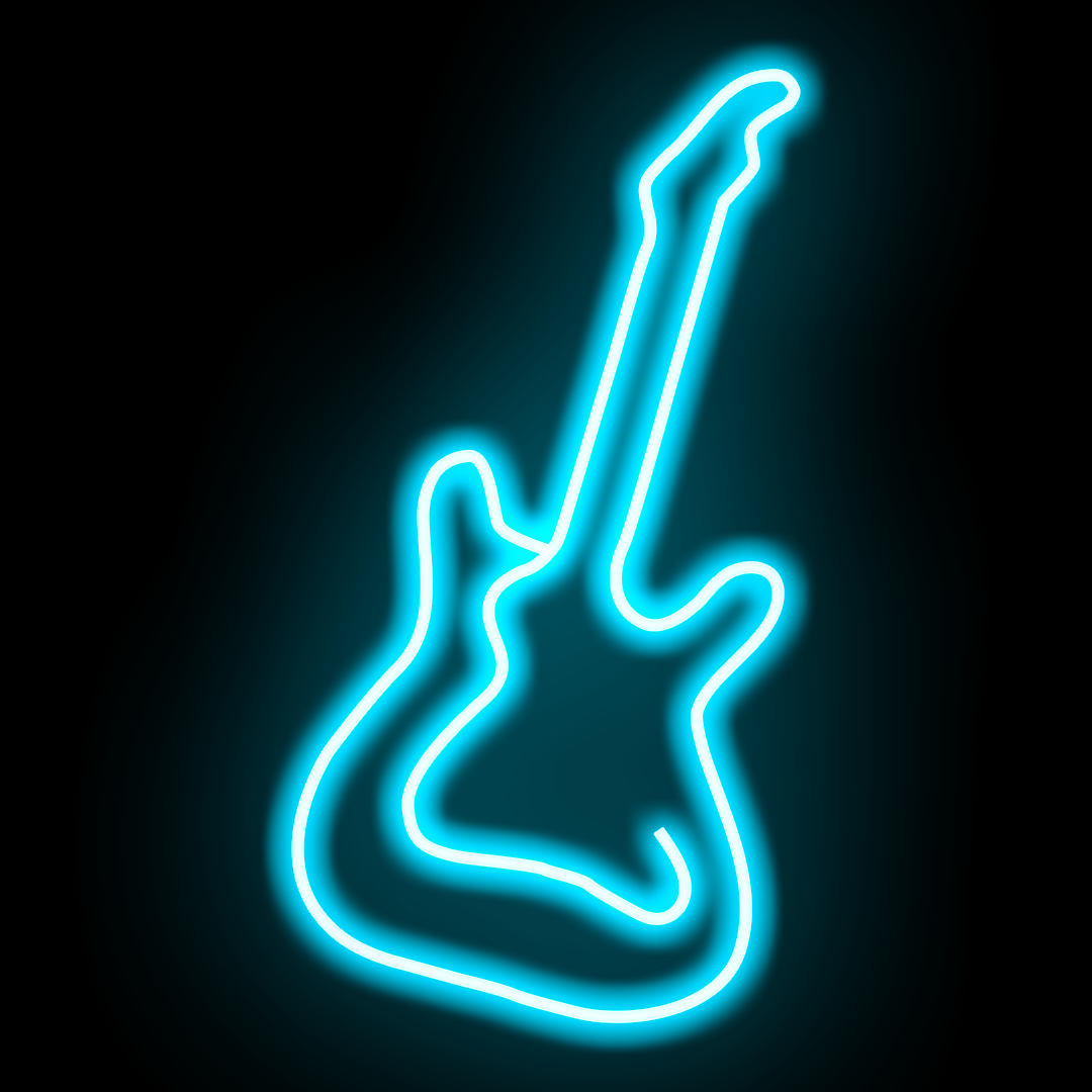 Neon Strings – Electric Guitar Wall Art