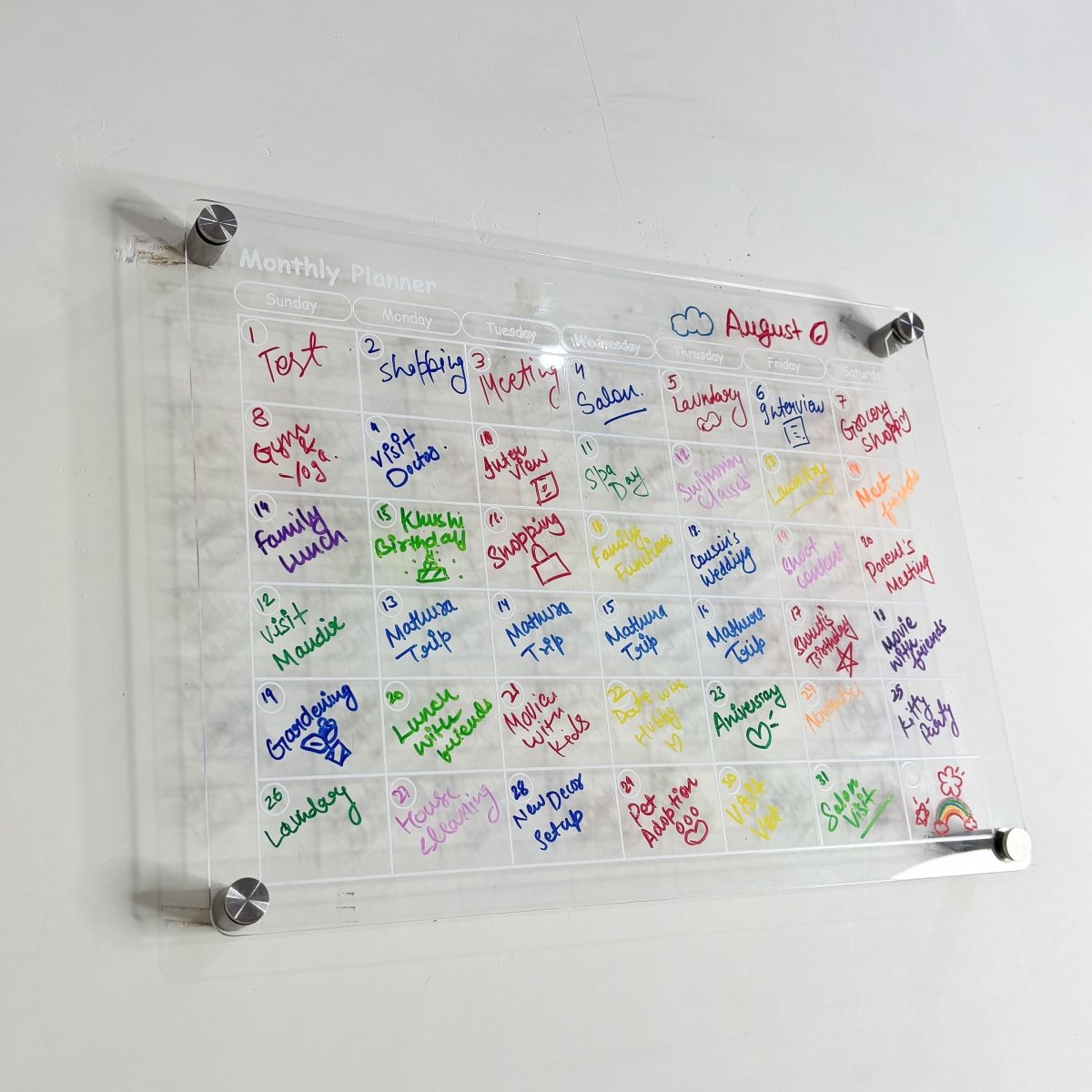 Acrylic Monthly Planner Board – Reusable Wall Organizer with Markers - Memories InsiteACRYLIC MONTHLY PLANNER WALL MOUNT