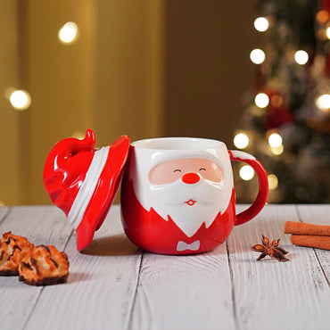 Santa Christmas Ceramic Mug with Hat Lid