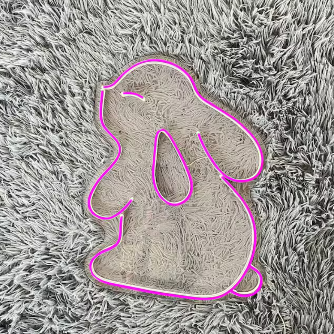 Cute Bunny Neon LED Light – Playful Wall Décor for Bedrooms & Kids’ Rooms