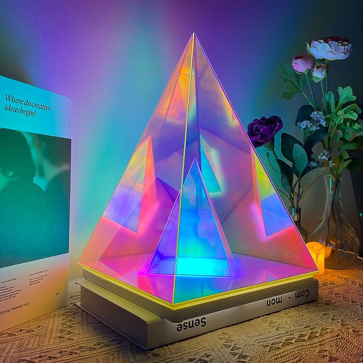 3D Art Pyramid Night lamp Colorful Table lamp Acrylic Light Bedside Table Desk lamp for Bedroom Decorative - Memories InsiteYD10 MAGIC PYRAMID LAMP