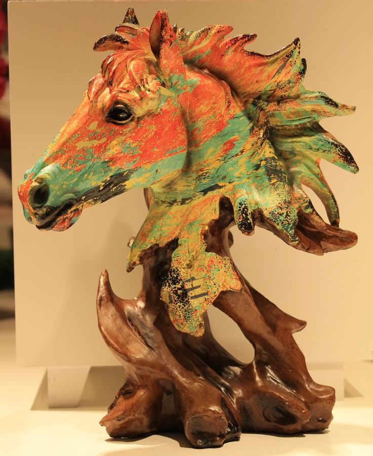 Horse Statue, Horse Lover Horse Art Resin Statue Decorative Home And Office Decorative Ornament For Desktop Bookshelf Wine Cabinet Attract Luck And Fortune-Horse Head A - Memories InsiteHorse Statue