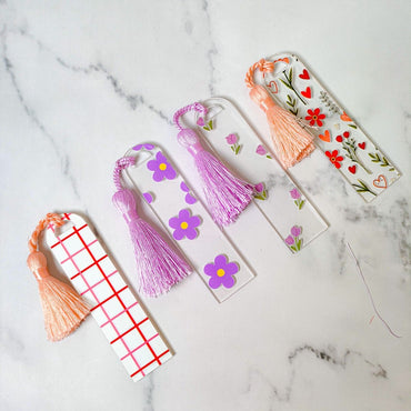 Printed Book Marks with Tassels Set of 4 - Memories InsiteFLORAL TASSEL BOOKMARK-SET OF 4