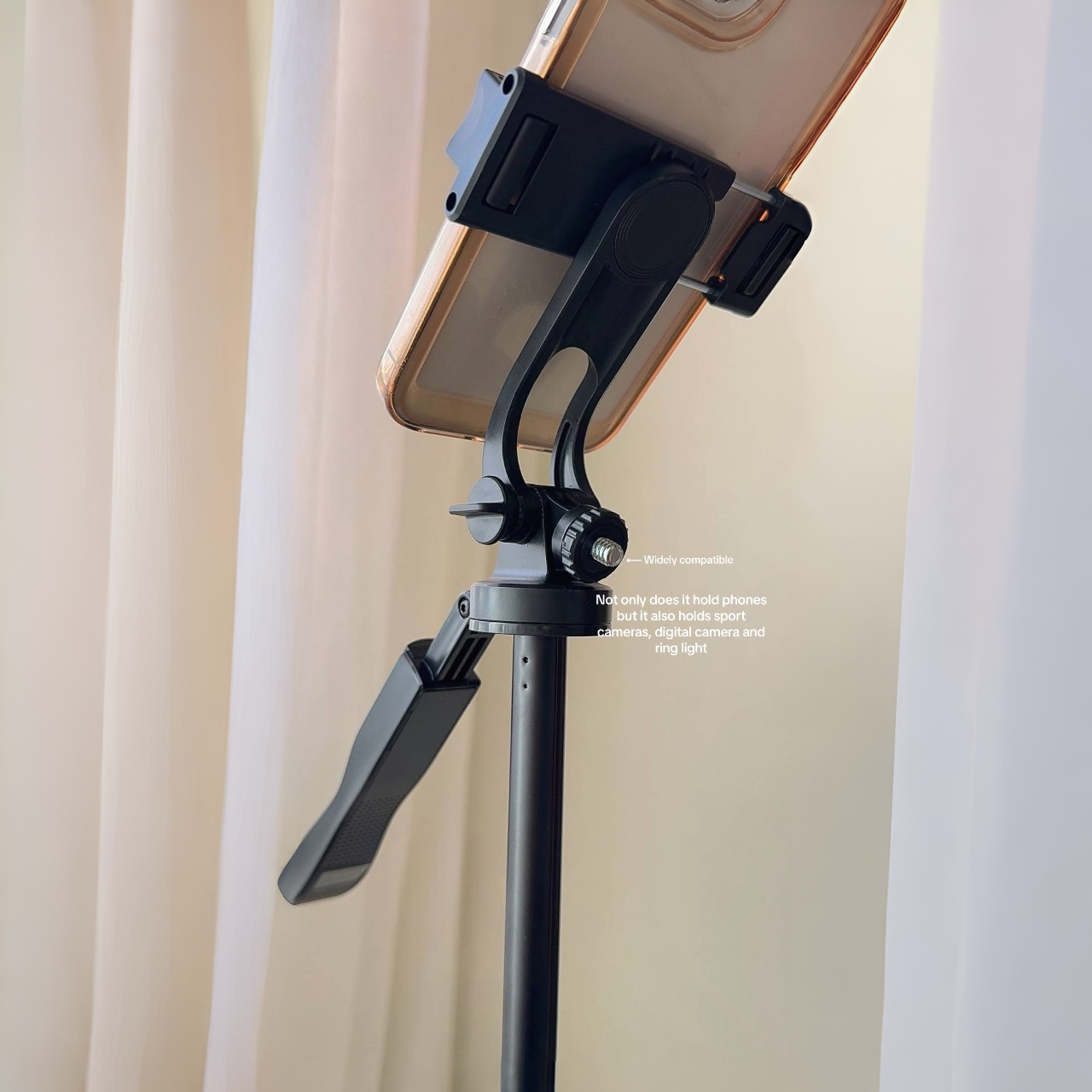 5ft Foldable Tripod Stick with 360° Rotation & Bluetooth Remote