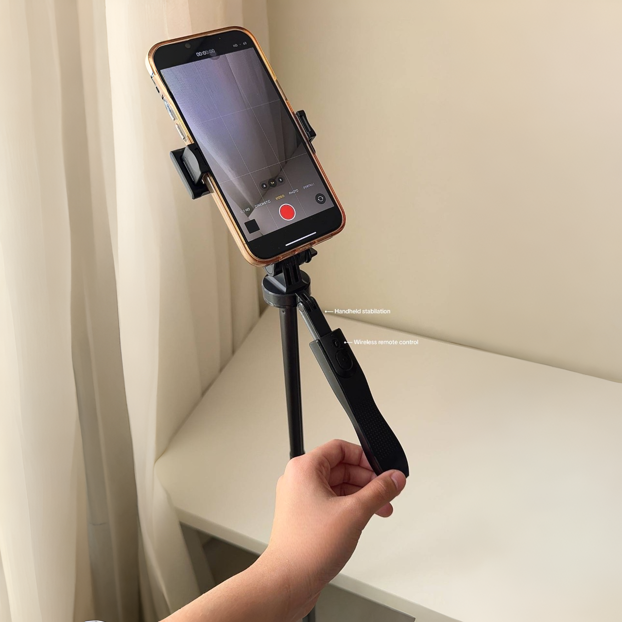 5ft Foldable Tripod Stick with 360° Rotation & Bluetooth Remote