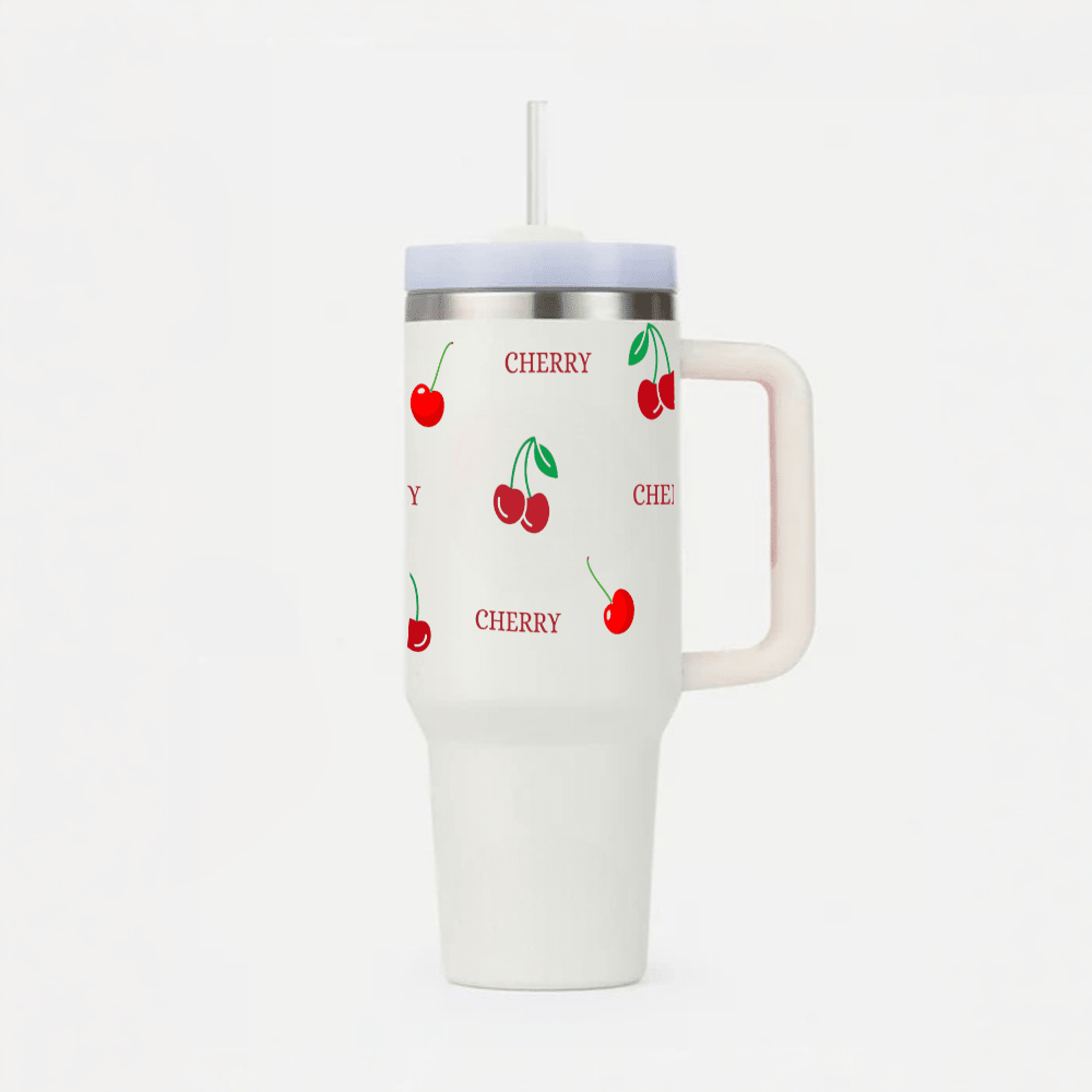 Personalized CherrySip™ Tumbler with Straw & Lid - Memories InsiteRED CHERRY PRINTED TUMBLER-2