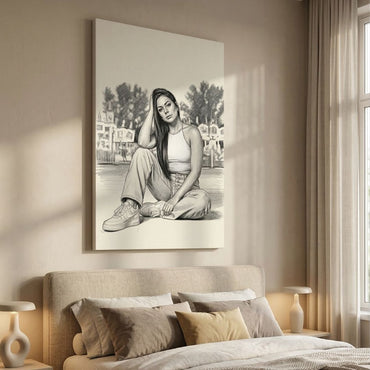 Personalized Photo Sketch Canvas Painting – Modern Monochrome Portrait Wall Art - Memories InsitePHOTO SKETCH CANVAS FRAME - BLACK
