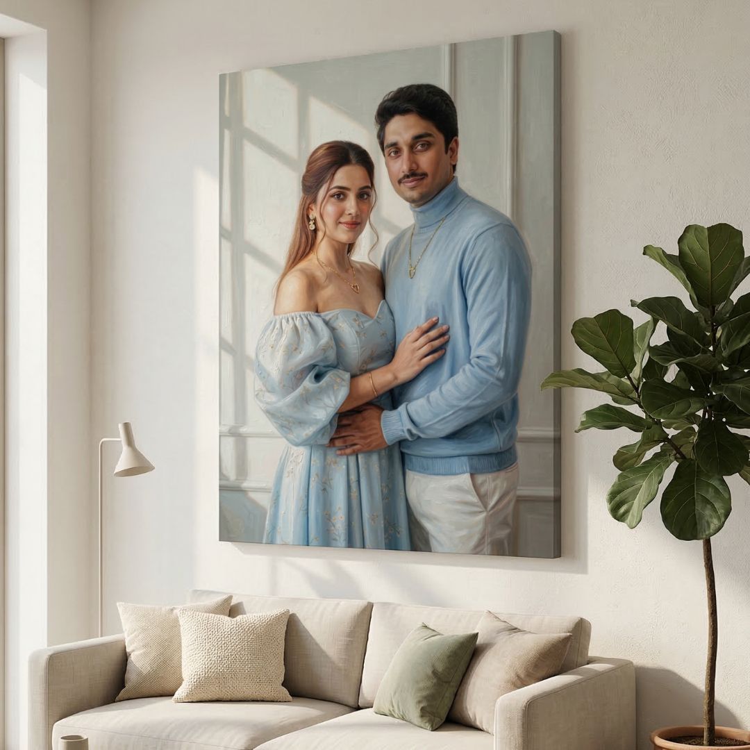 Personalized Photos Couple Portrait Canvas Painting – Elegant Romantic Wall Art - Memories InsiteCOUPLE CANVAS - BLACK