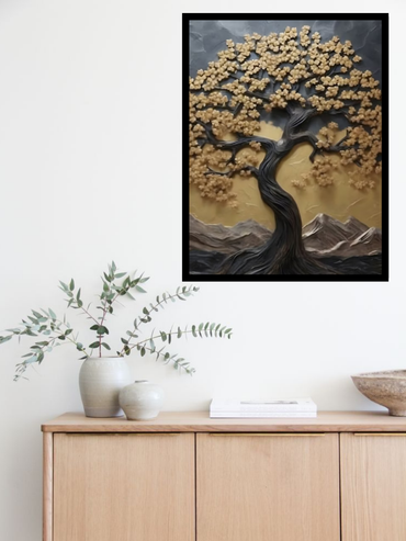 Golden Blossom Tree – Nature Inspired Canvas Wall Art