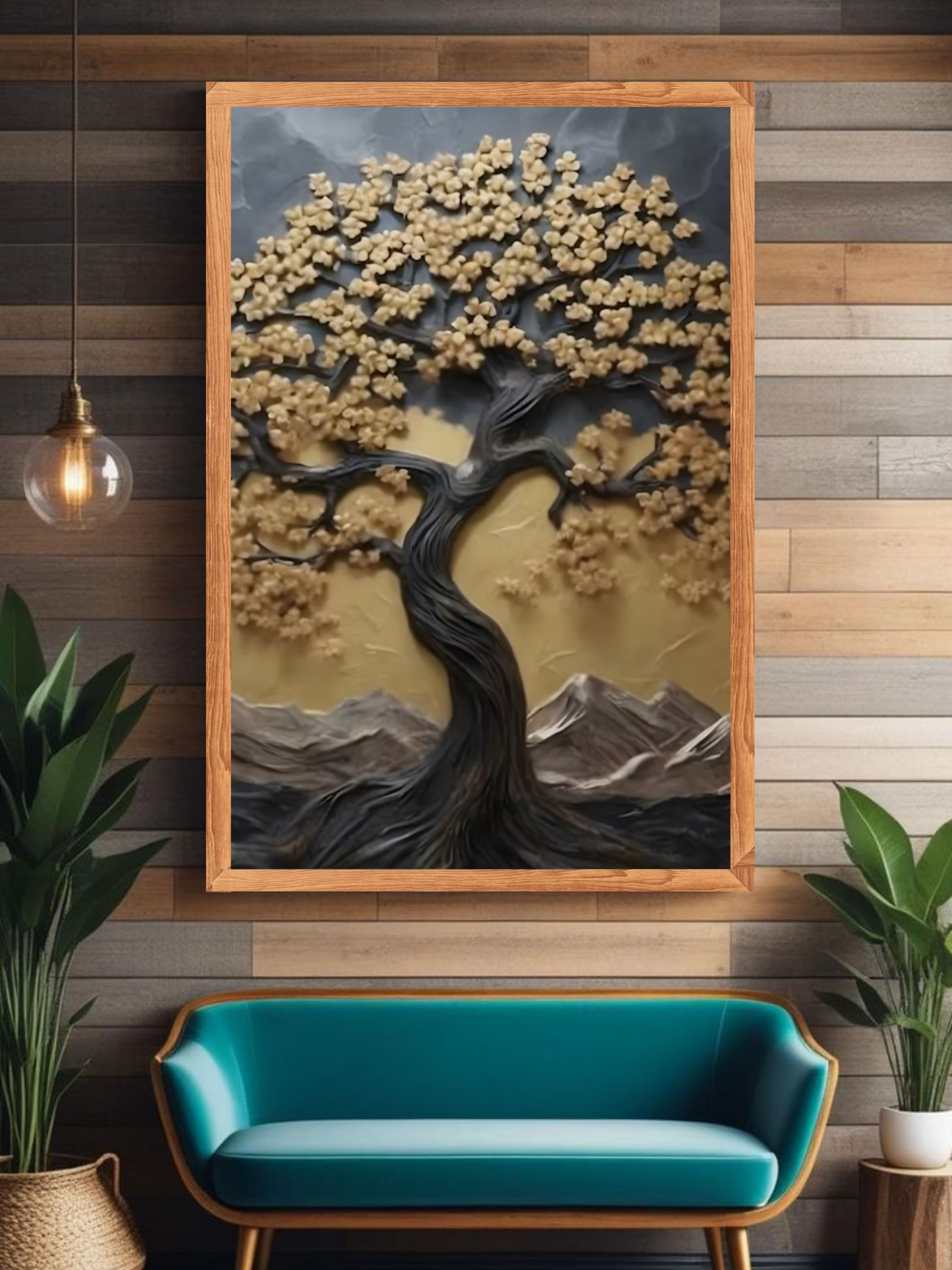 Golden Blossom Tree – Nature Inspired Canvas Wall Art