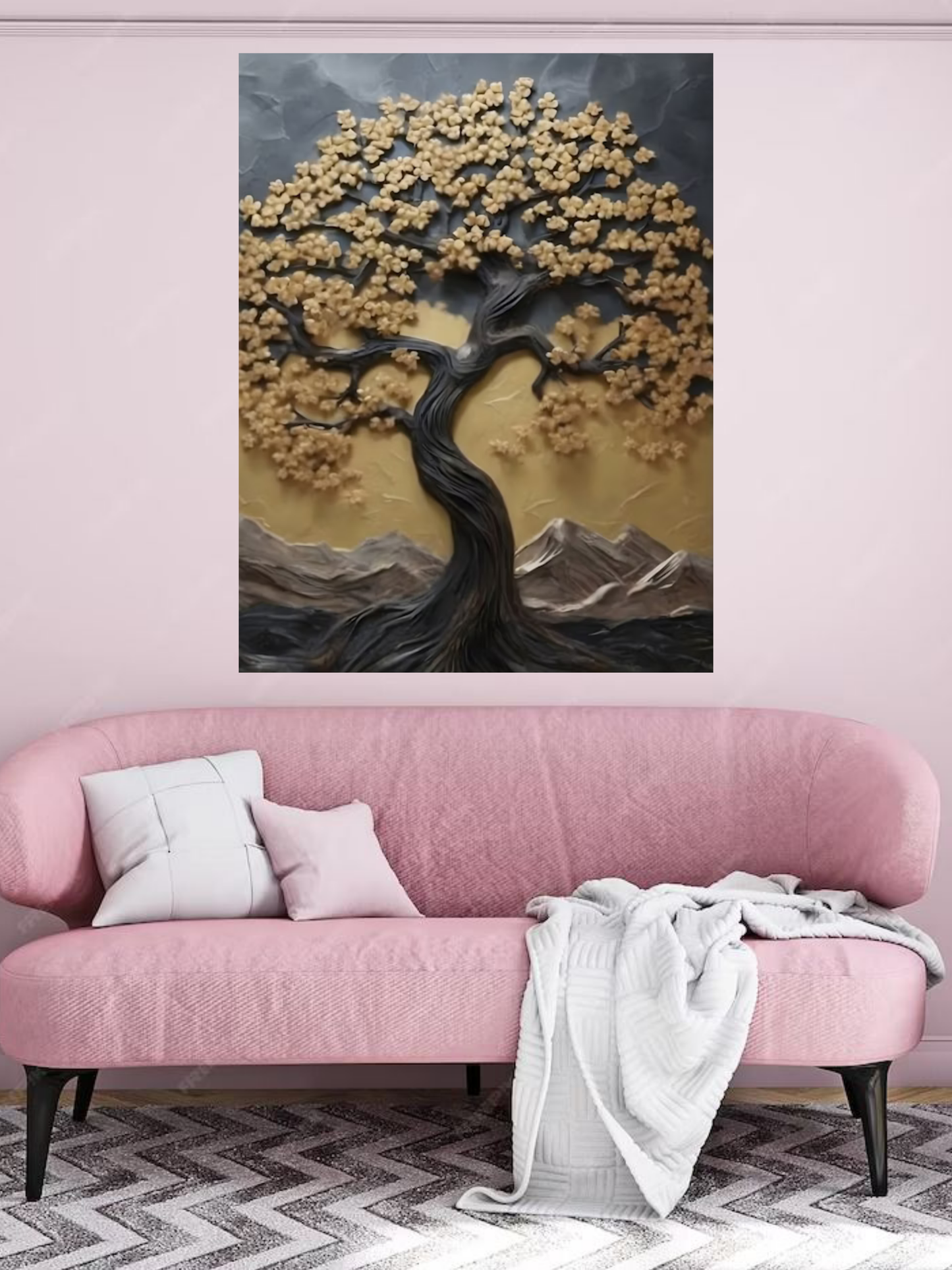 Golden Blossom Tree – Nature Inspired Canvas Wall Art