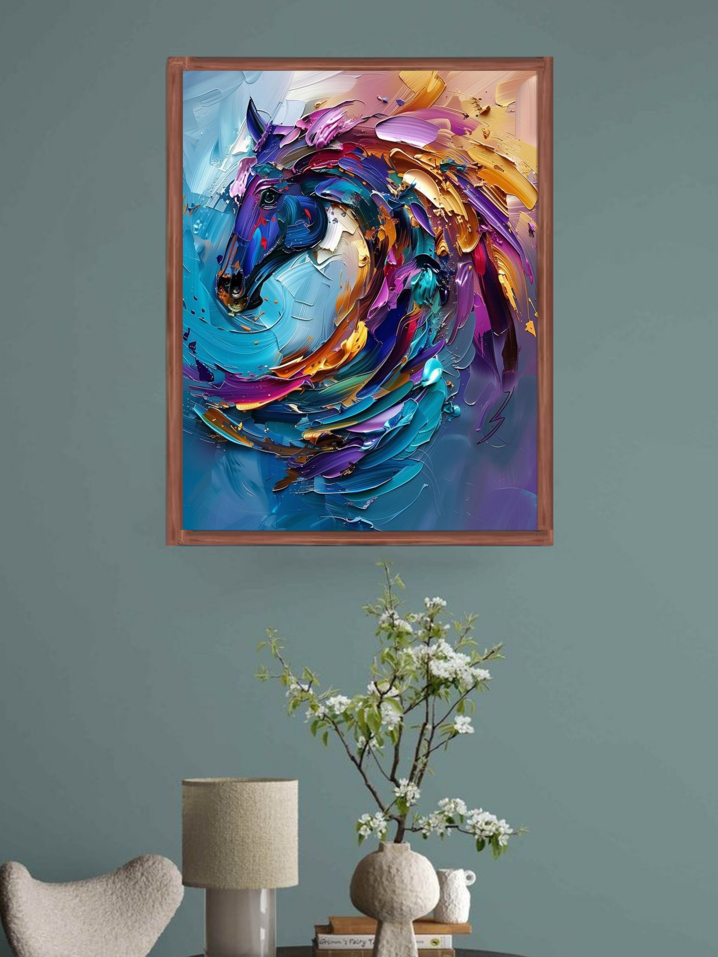Vibrant Abstract Horse Canvas Wall Art – Bold & Modern Home Decor