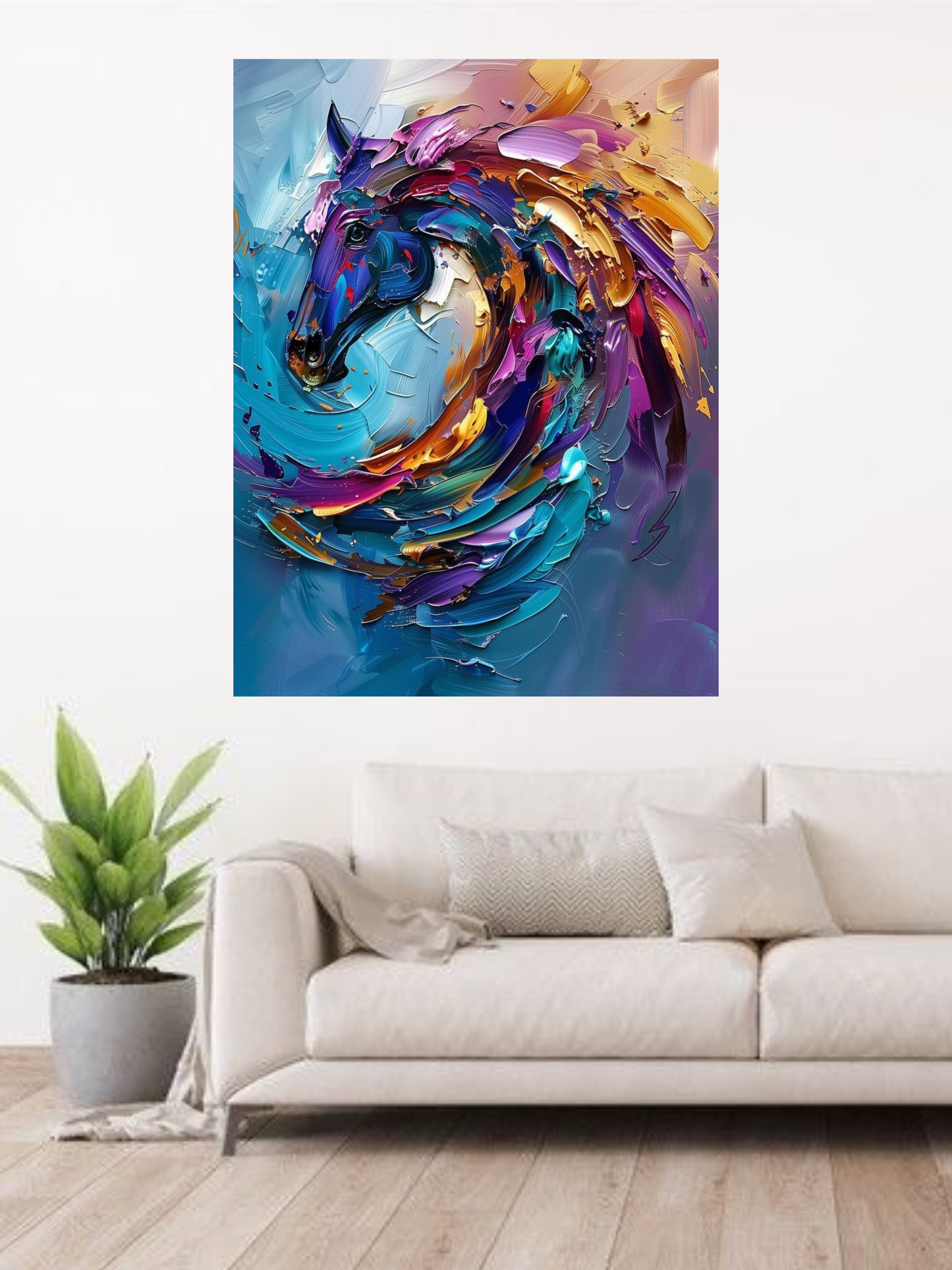 Vibrant Abstract Horse Canvas Wall Art – Bold & Modern Home Decor