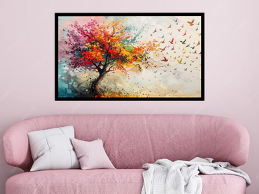 Wings of Freedom – Colorful Tree & Birds Wall Art