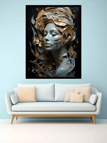 Luxury abstract wall decor with elegant golden accents