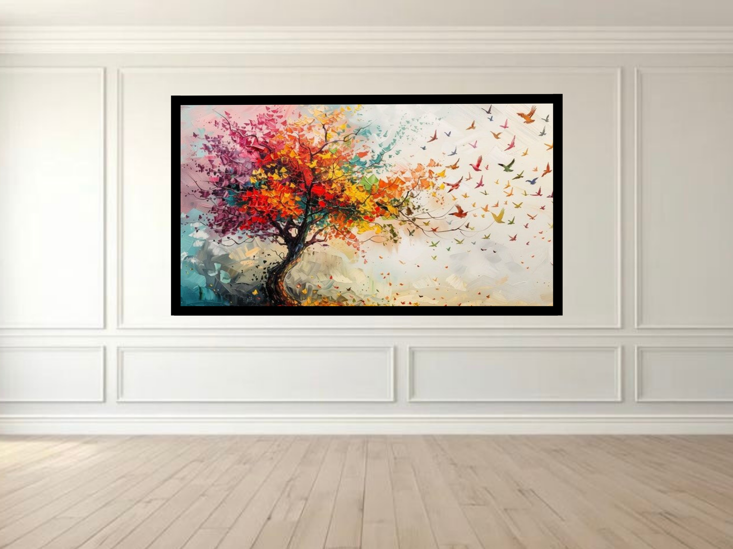 Wings of Freedom – Colorful Tree & Birds Wall Art