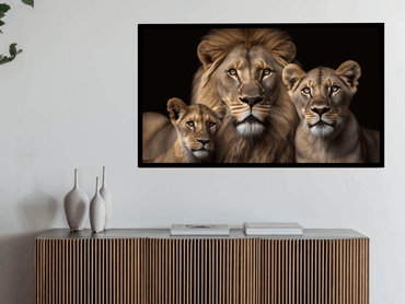 Majestic Lion Family Wall Art – Strength, Unity & Royal Elegance - Memories InsiteLOIN FAMILY WALL FRAME -BLACK / 20*20 INCH