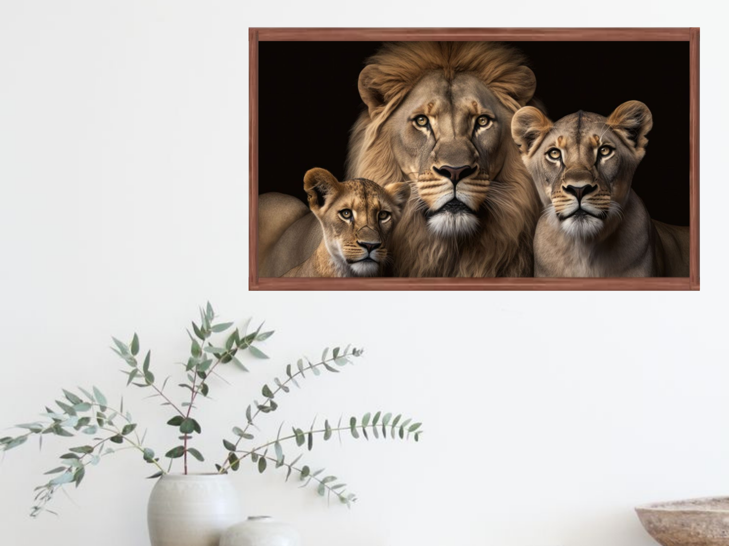 Majestic Lion Family Wall Art – Strength, Unity & Royal Elegance