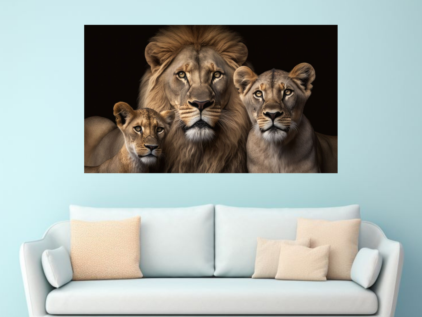 Majestic Lion Family Wall Art – Strength, Unity & Royal Elegance