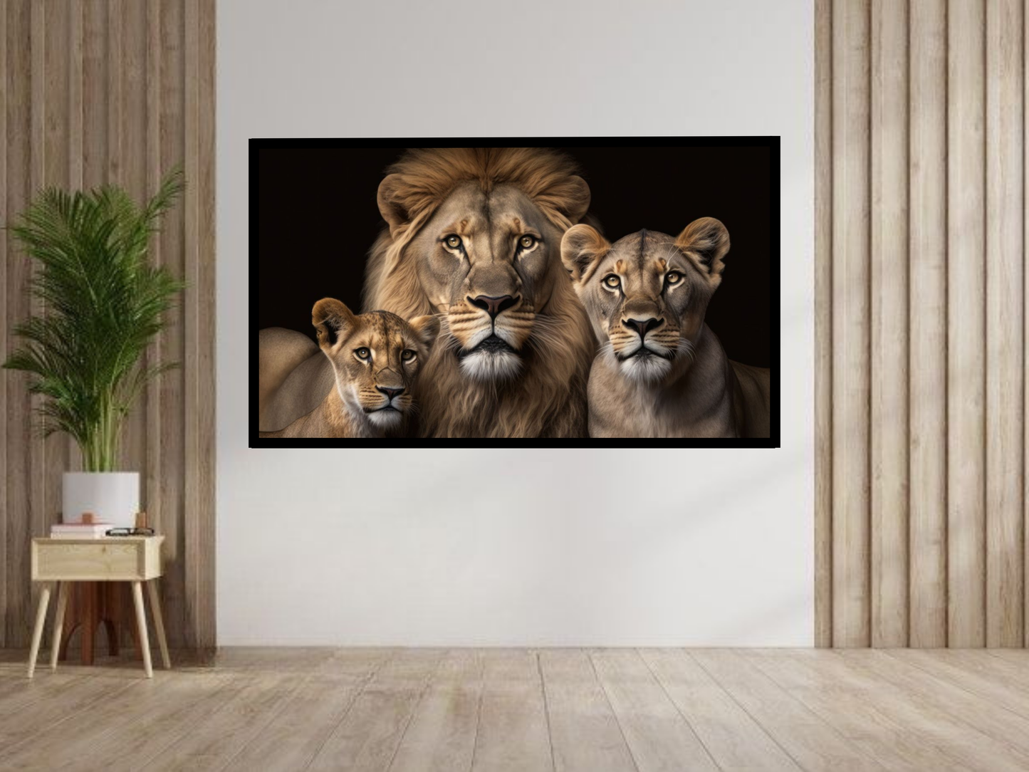 Majestic Lion Family Wall Art – Strength, Unity & Royal Elegance