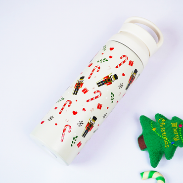 NutCracker Fest Vacuum Insulated Tumbler – 490ml Hot & Cold Stainless Steel Bottle with Carry Loop Lid