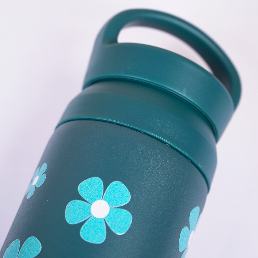 Teal Floral Stainless Steel Insulated Tumbler