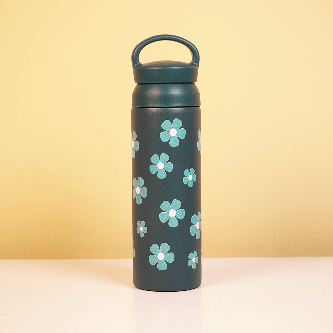 Teal Floral Stainless Steel Insulated Tumbler - Memories Insite