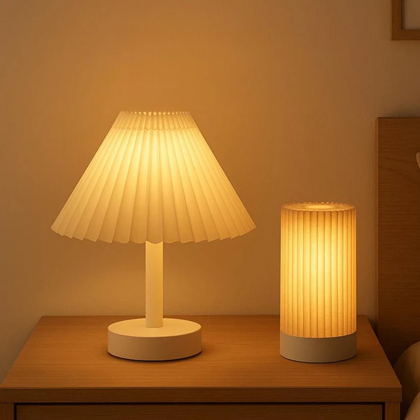 Pleated LED Table Lamp | 3 Light Modes | Portable & Rechargeable Bedside Lamp for Home Décor - Memories InsitePLEATED LAMP
